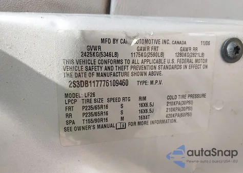 2007 Suzuki Xl7 из США, поврежденный, VIN 2S3DB117776109460